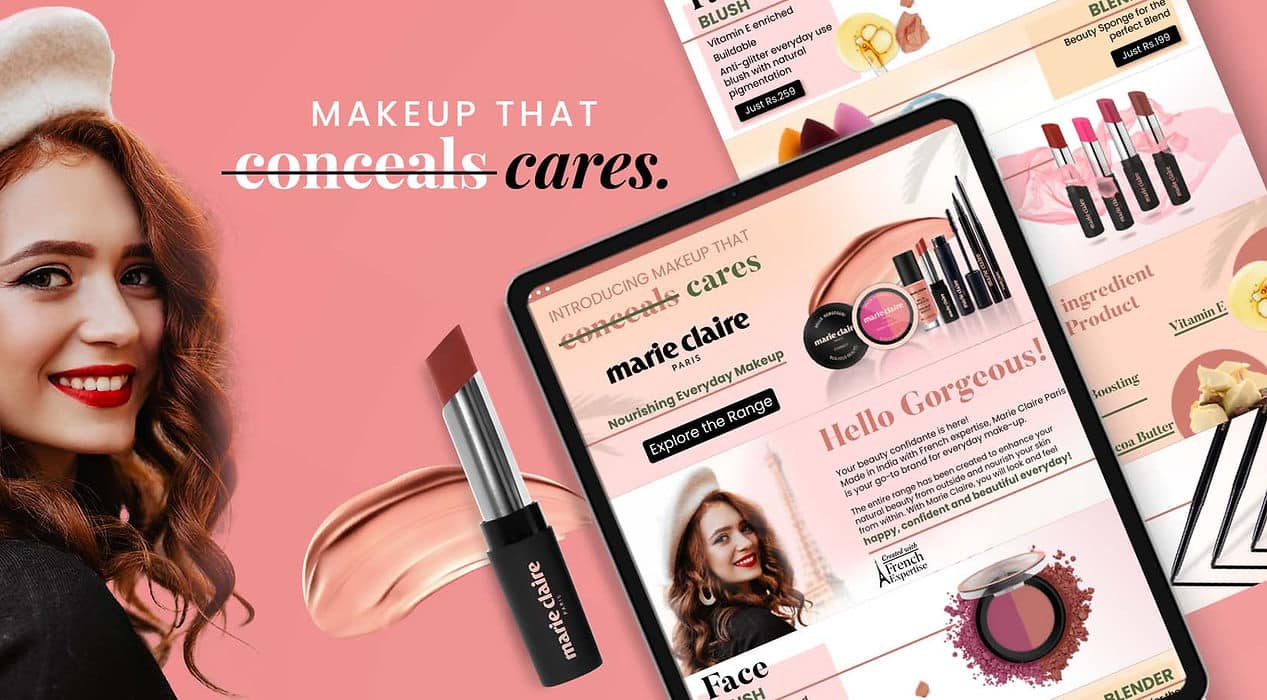 Laptop showing Marie Claire fashion e-commerce website